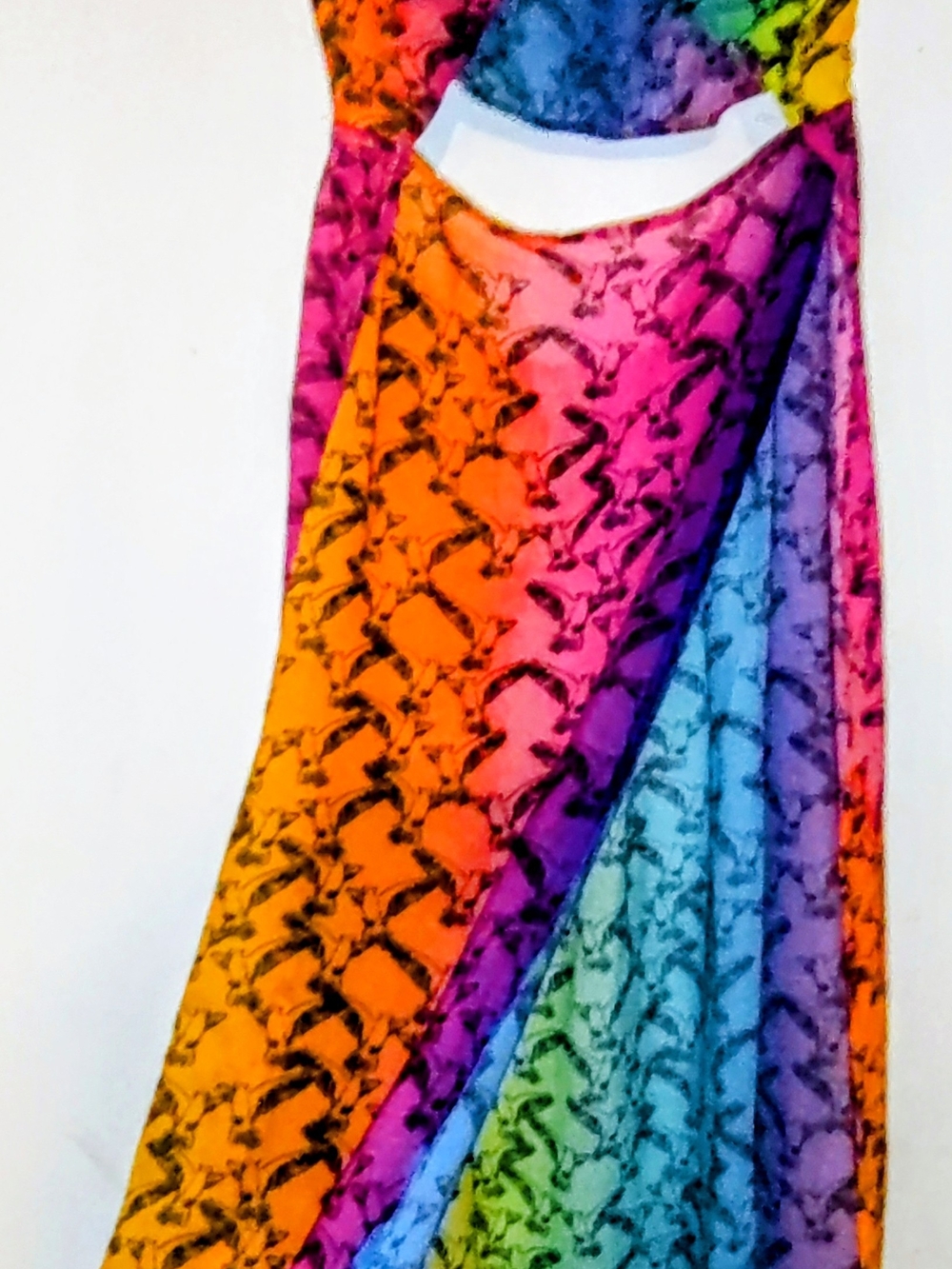 Kurt Geiger Rainbow Gradient High-Low Dress in Purple, Pink, Yellow, Green, Blue - Picture 6 of 12